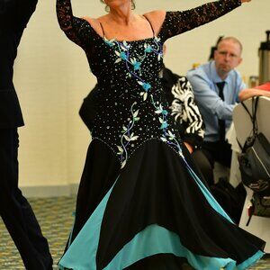 Dark Before Dawn - Size 14 Ballroom Smooth Competition dance dress black/blue